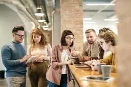 People talking in coffee shop