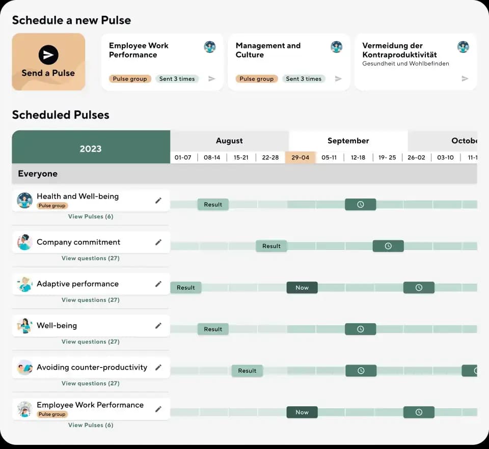 Pulse survey schedule calendar